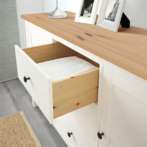 HEMNES Aparador, tinte blanco/marrón claro, 157x88 